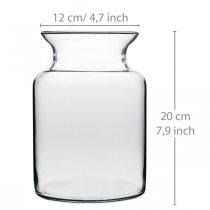Article Vase à fleurs en verre large transparent Ø12cm H20cm