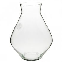 Vase à fleurs en verre vase en verre bulbeux clair vase décoratif Ø20cm H25cm