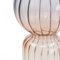 Article Mini vase en verre avec dégradé bleu, brun et transparent 17,5 cm