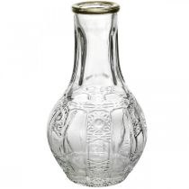 Vase en verre aspect cristal, vase à fleurs avec bordure dorée Ø6,5cm H11,5cm