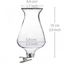Vase en verre tulipe avec clip Ø5,9cm H11cm transparent 4pcs