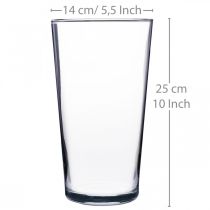 Vase en verre conique clair Ø14cm H25cm