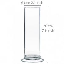 Article Vase en verre avec socle, transparent, Ø6cm, H20cm