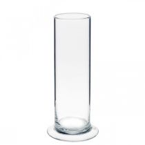 Article Vase en verre avec socle, transparent, Ø6cm, H20cm
