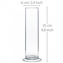 Article Vase en verre avec socle, transparent, Ø6cm, H25cm