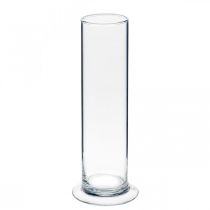 Article Vase en verre avec socle, transparent, Ø6cm, H25cm