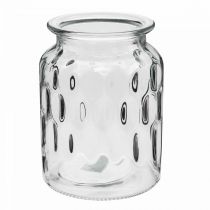 Vase en verre à motif lanterne verre clair H15cm Ø11cm