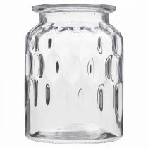 Vase en verre à motif lanterne verre clair H15cm Ø11cm