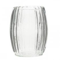 Article Vase en verre à rainures, lanterne en verre transparent H15cm Ø11.5cm