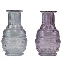 Article Vases en verre mini vases violet clair violet style rétro H13cm 2pcs