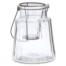 Article Lanterne en verre avec anse verre clair Ø14cm H18cm