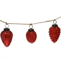 Article Guirlande de cônes en verre décoration de sapin de Noël décoration suspendue rouge 120cm