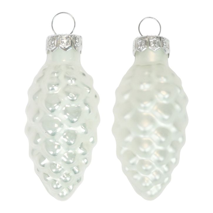 Cônes en verre Décorations de Noël verre blanc Ø2,5cm 6cm 10pcs