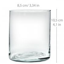 Article Vase rond en verre, cylindre en verre transparent Ø9cm H10,5cm