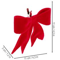 Article Lot de 4 nœuds rouges décoratifs avec clip en textile 11 cm