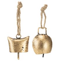 Article Cloches décoratives pour sapin de Noël en métal vintage doré 5 cm 8 pièces