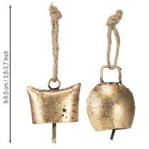 Article Cloches décoratives pour sapin de Noël en métal vintage doré 5 cm 8 pièces