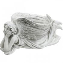 Article Ange funéraire avec bol à plantes Ange bain d&#39;oiseau couché 39×18×18cm