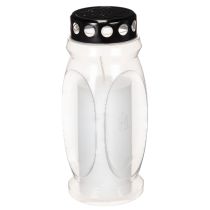 Article Bougie en cire blanche avec couvercle noir 23 cm