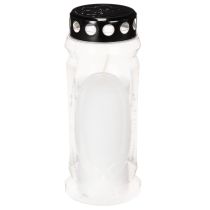 Article Bougie en cire blanche avec couvercle noir 23 cm