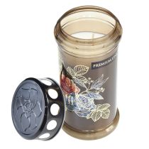 Article Bougies funéraires marron fleurs Ø7,5cm H16,5cm 6 pcs