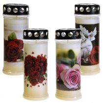 Bougies funéraires, lampe à huile, bougies de deuil, motif Ø7,5 cm, H20,5 cm, 6 pièces