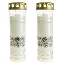 Article Bougies funéraires roses blanches lumière de deuil Ø7cm H23.5cm 100h 2pcs