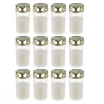 Article Bougies funéraires or blanc Ø5,5cm H11,5cm 24 heures 12 pcs