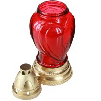 Article Lanterne funéraire en verre en forme de cœur rouge Ø10,5cm H25,5cm