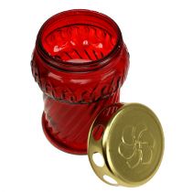 Article Bougies commémoratives en verre rouge 13 cm – Lot de 8