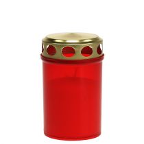 Article Lampe funéraire cylindrique rouge Ø6cm H10cm 12pcs