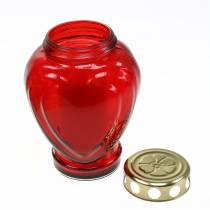 Article Lampe funéraire cœur rouge 11,5 cm x 8,5 cm H 17,5 cm 4 pièces