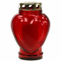 Article Lampe funéraire cœur rouge 11,5 cm x 8,5 cm H 17,5 cm 4 pièces