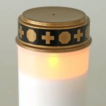 Lampe tombale LED blanche, minuterie blanc chaud à piles Ø6.8 H12.2cm
