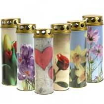Lampe funéraire avec motif, décoration de deuil Ø6cm H20cm 6pcs