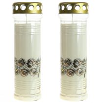 Article Bougies funéraires roses blanches lumière de deuil Ø7cm H23.5cm 100h 2pcs