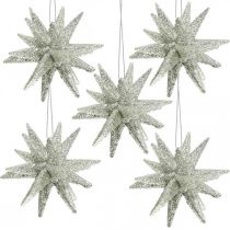 Étoiles scintillantes pour accrocher des décorations de sapin de Noël champagne 7,5 cm 8 pièces