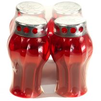 Article Bougies commémoratives rouges avec couvercle argenté Ø10cm H18cm - Lot de 4