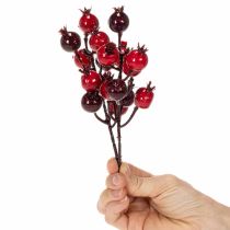 Article Branche artificielle de grenade rouge, 19 cm, à tiges ramifiées, lot de 4 pour vase et compositions