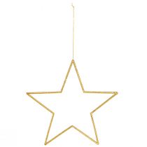 Article Étoiles décoratives scintillantes dorées 24 cm à suspendre - Lot de 6