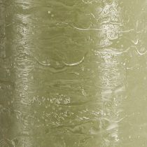 Article Grandes bougies bougies piliers vert olive 85x200mm 2 pcs