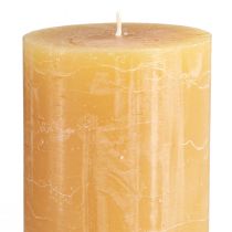 Article Lot de 2 bougies piliers XXL, couleur miel, pour une ambiance chaleureuse. Dimensions : 85 x 200 mm, durée de combustion : 100 h.