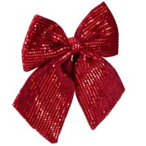 Article Grand nœud en velours à paillettes rouge foncé 20×22cm 2pcs
