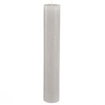 Article Grandes bougies en bâton gris clair couleur unie 50x300mm 4 pcs