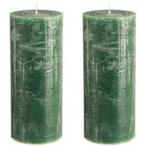 Article Lot de 2 bougies piliers, vert foncé, 85 x 200 mm – Bougies décoratives élégantes et longue durée pour une ambiance chaleureuse
