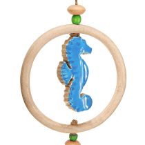 Article Décoration à suspendre carillon éolien maritime bois naturel bleu H35cm 3pcs