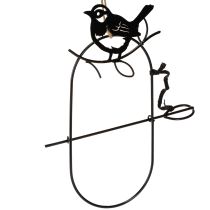 Article Décoration suspendue en métal pour oiseaux, mangeoire noire, 18 x 22,5 cm, 3 pièces