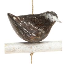 Article Décoration suspendue été oiseau en bois marron naturel blanc 118cm