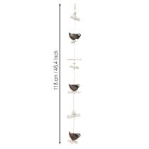 Article Décoration suspendue été oiseau en bois marron naturel blanc 118cm