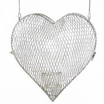 Décoration à suspendre cœur en fil de fer, photophore à suspendre 29×27,5cm